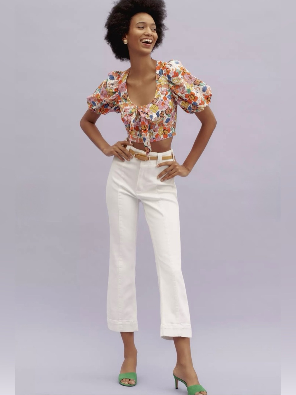 Anthropologie Pilcro Slim 70s White Cropped Straight-Leg Jeans